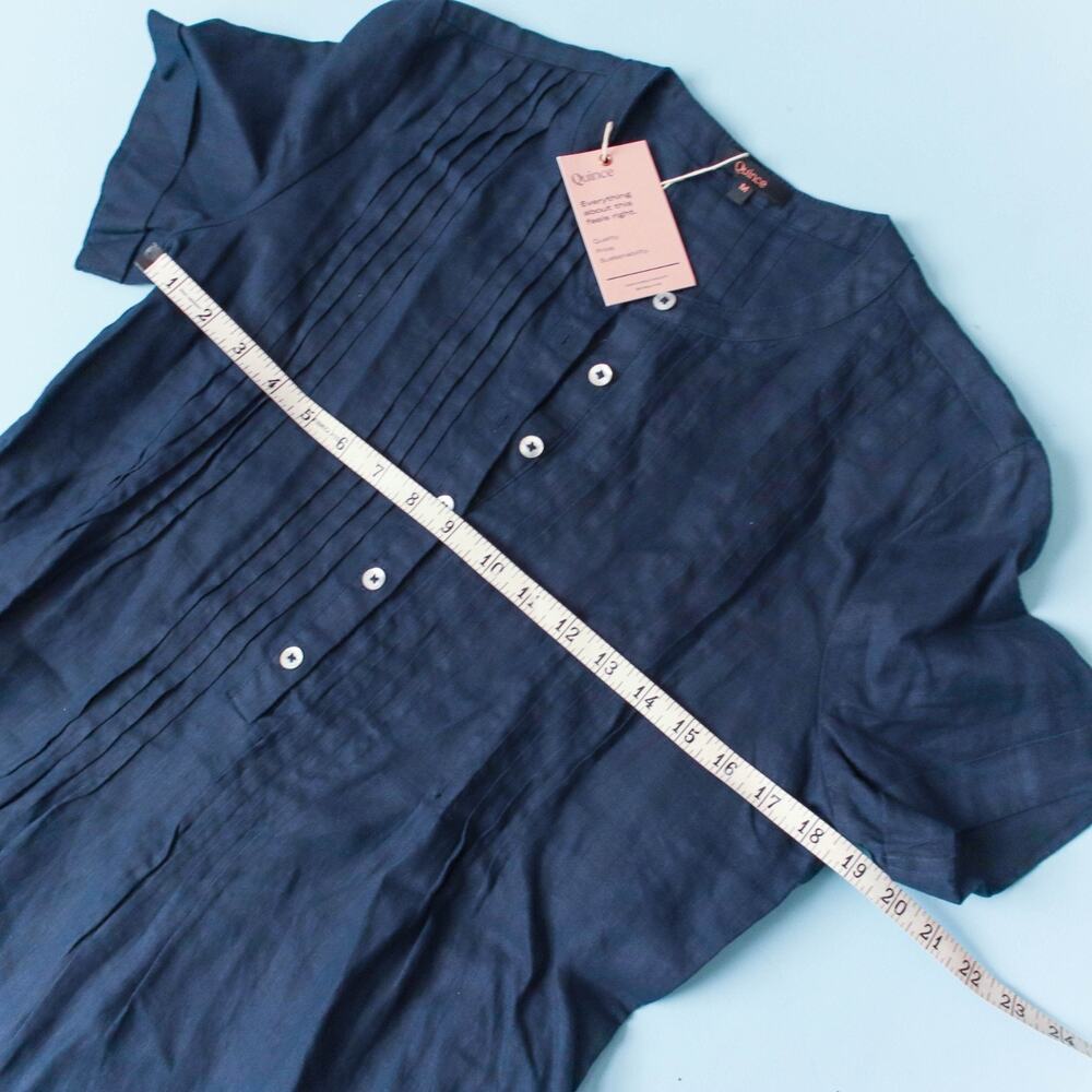 NWT Quince 100% European Linen Dress Womens Medium Short Sleeve Swing Casual - Picture 5 of 8